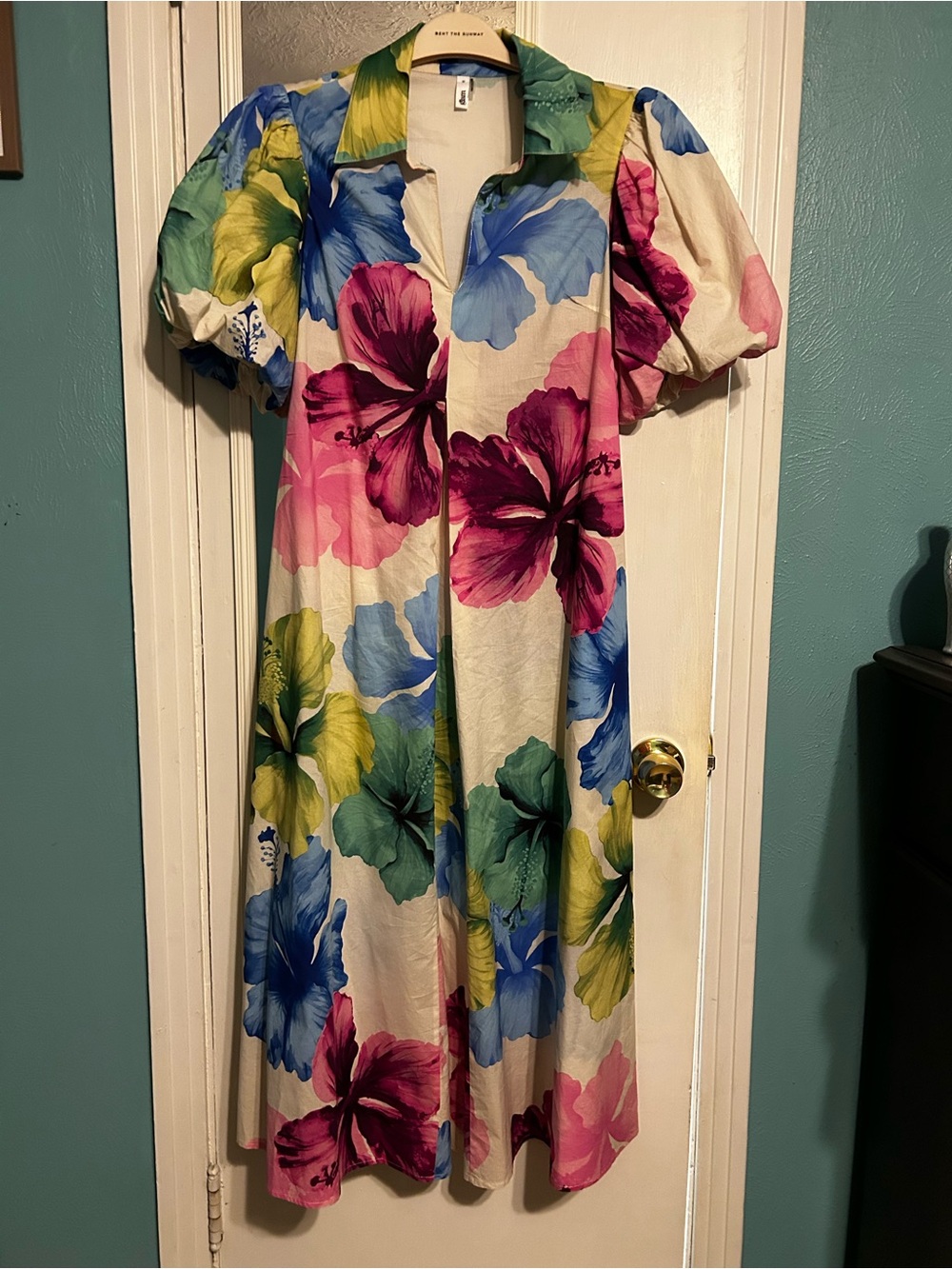 glam Cream Midi Dress with Multicolor Floral Print